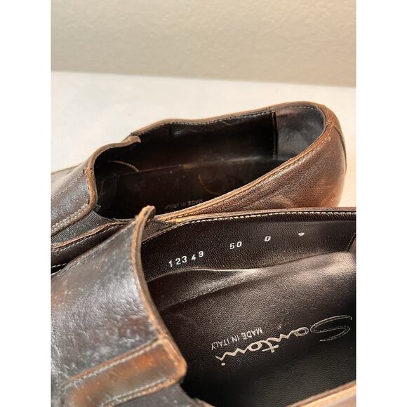 SANTONI Men's Dark Brown Leather Blaze Venetian Loafer Dress Shoe 9 US D - Picture 7 of 14